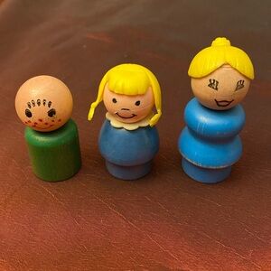 Fischer Price Vintage Wooden Little People Set of 3